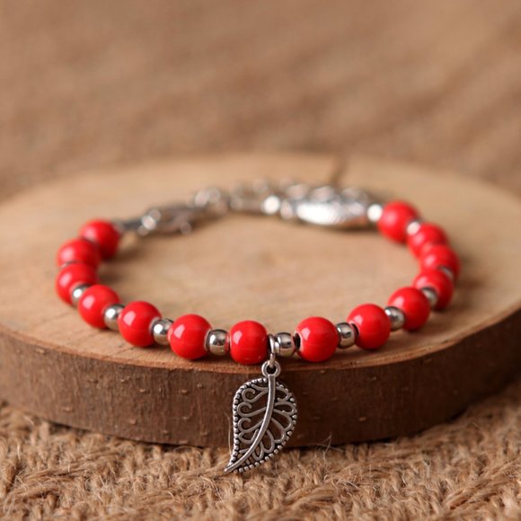 Glazed Ceramic Bead Bracelet Boho - Picture 2 of 7